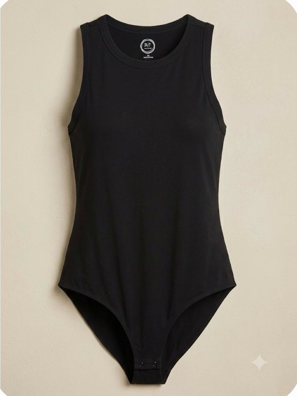 Maurices 24/7 Black High Neck Tank Bodysuit Snap Closure 1X